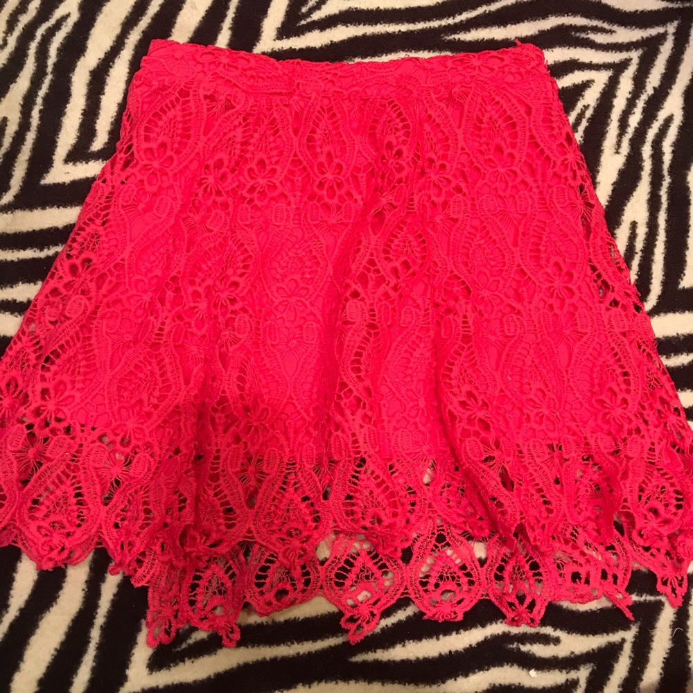 Pink lace skirt